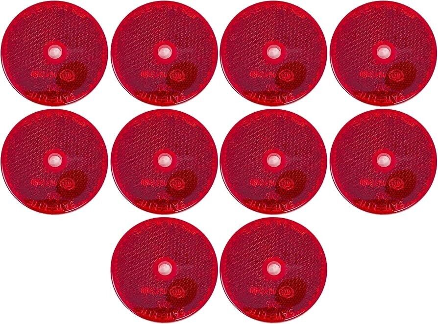 10x Red Class A 3-3/16" Round Reflector with Center Mounting Hole Trailer Truck