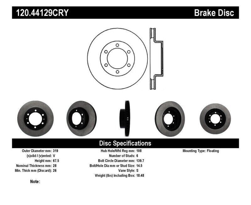 StopTech 120.44129CRY Cryo-Treated Disc Brake Rotor