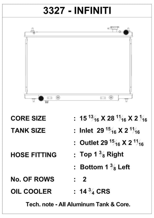 CSF 3327 Radiator For 03-07 Infiniti G35