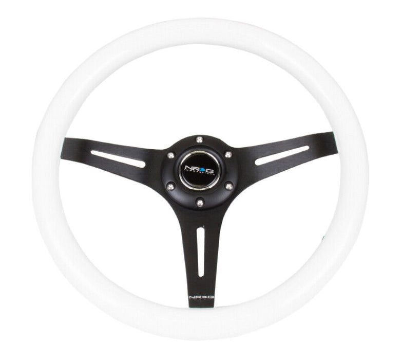 NRG ST-015BK-WT 350MM White Classic Wood Grain Black 3-Spoke 14" Steering Wheel