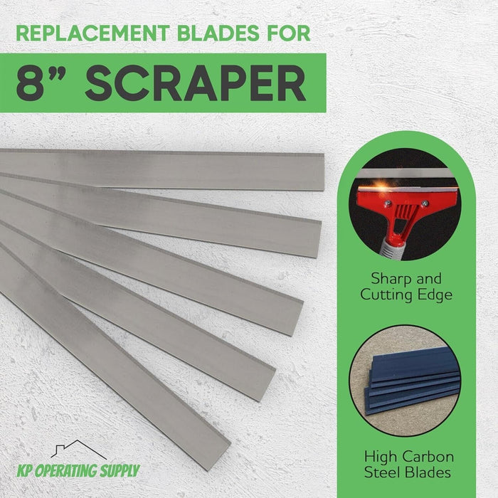 30 Pack 8" Replacement Floor Scraper Blades 5-Pack - Angled Demolition Scraper