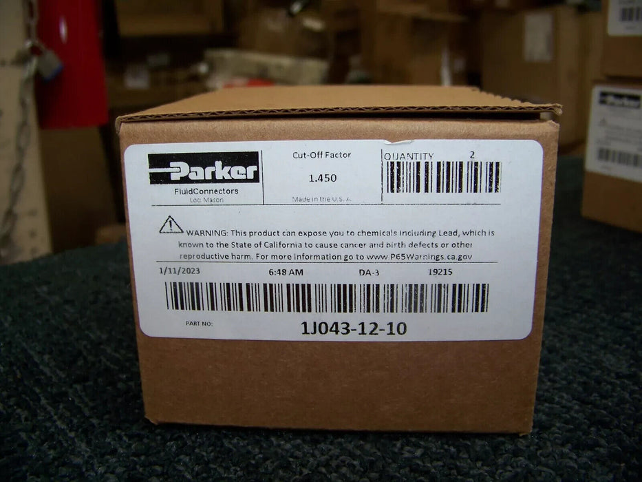 Lot of 2 Parker Male Adapter 3/4 x 5/8 Hydraulic Fittings 1J043-12-10 New