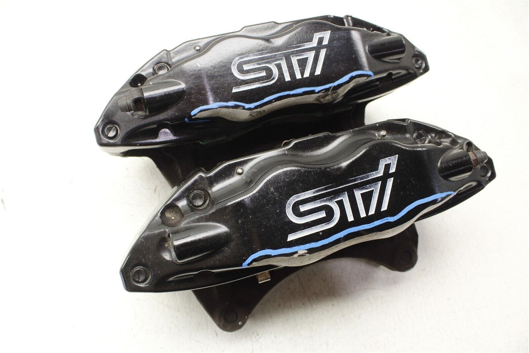 2009 Subaru WRX STI Black Front Brembo Brake Caliper Set Shaved Faces 08-17