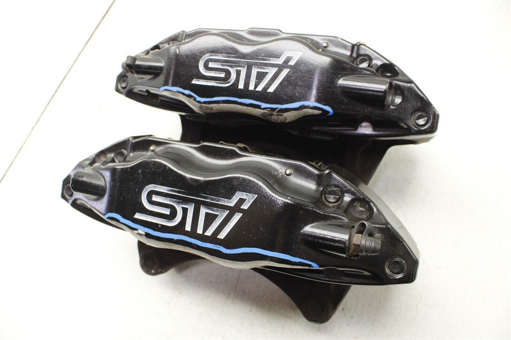 2009 Subaru WRX STI Black Front Brembo Brake Caliper Set Shaved Faces 08-17