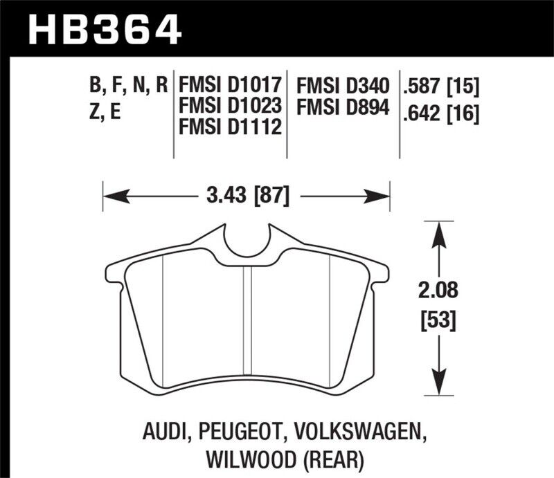 Hawk Performance HB364F.642 HPS Disc Brake Pad Fits 89-92 VW Golf GTi