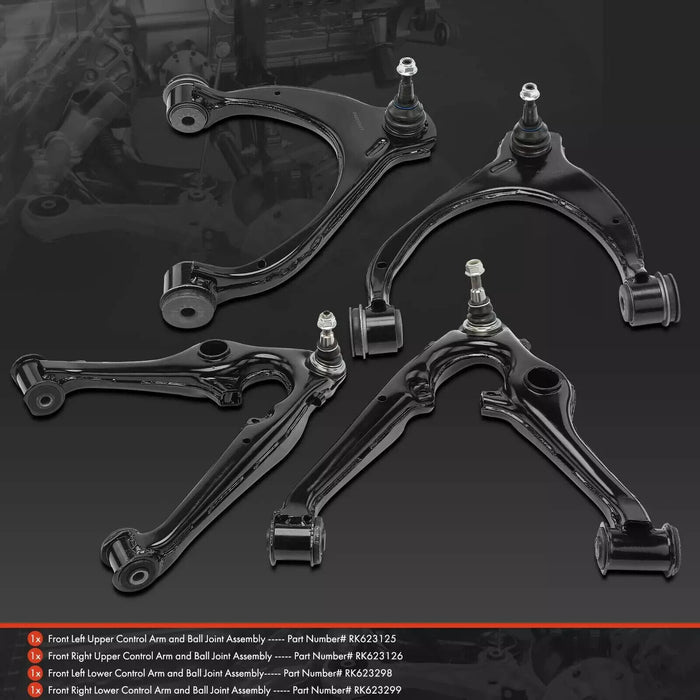 4x Front Upper & Lower Control Arm Kit for Chevy Silverado 1500 GMC Sierra Yukon