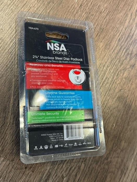 NSA Defense2 Stainless Steel Disc Padlocks 2-3/4" with Two Keys *NEW*