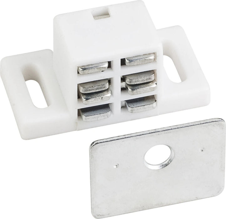 Pack of 2 25 lb White Single Magnetic Catch with Zinc Strike and Screws 50651