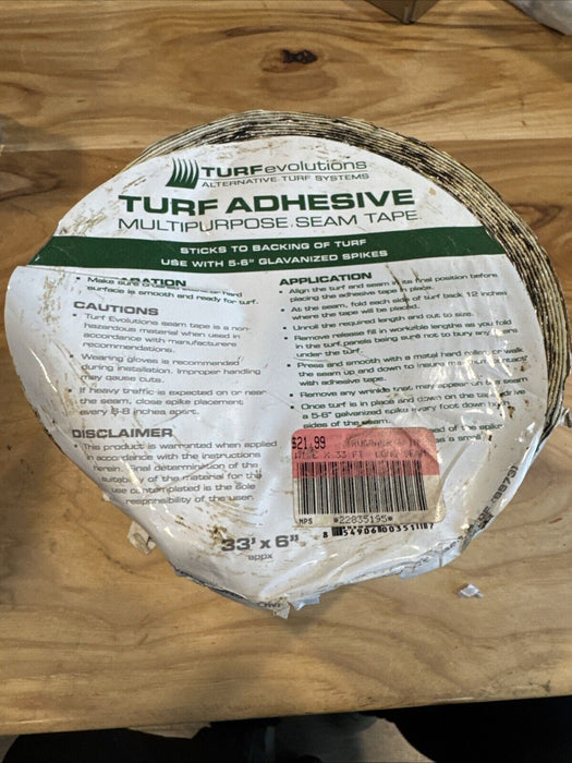 Turf Evolutions Durable Turf Seam Tape - Self-Adhesive - Waterproof - 6" x 33'