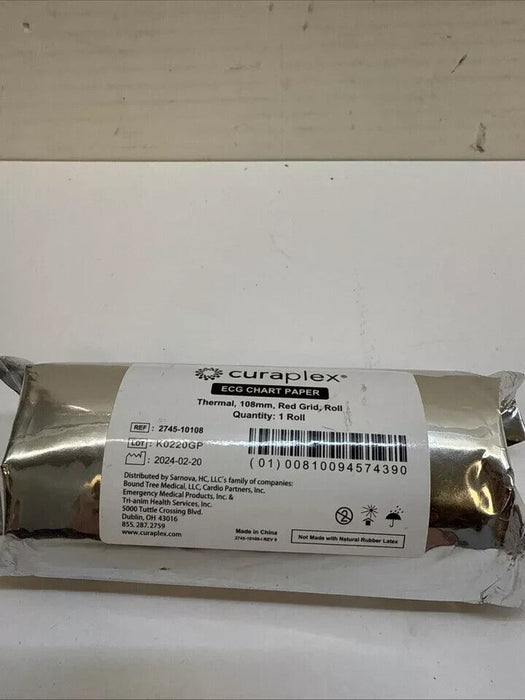 Curaplex LifePak ECG Chart EKG Thermal Paper 108mm Red Grid Rolled Sealed