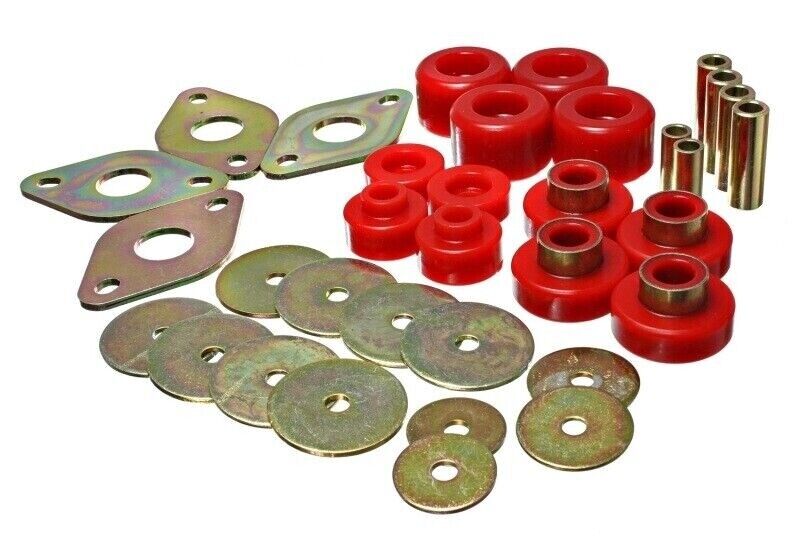 Energy Suspension 8.4109R Body Mount Bushing Kit Red For 05-13 Toyota Tacoma