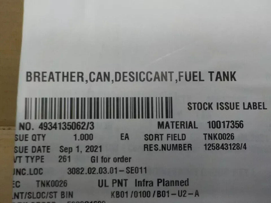 RMF Element KL120, 9317903, Fuel Tank Breather, RMF air filter