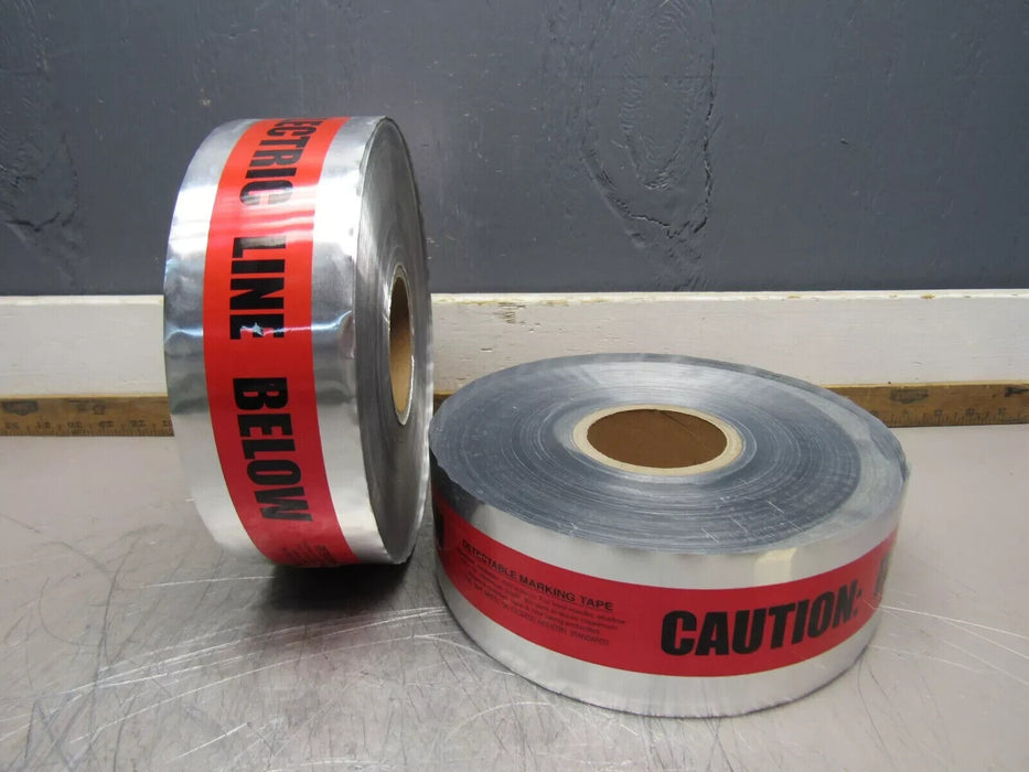 2-ROLLS SCOTCH CAUTION BURIED ELECTRICAL LINE BELOW TAPE 3"x1000FT DETECTABLE