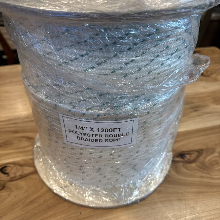 1/4 x 1200 ft. Double Braid  polyester rope Spool. White