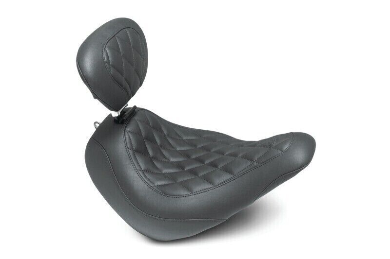 Mustang Wide Tripper Solo Seat Black Diamond w/Backrest Harley FXLR FLSB 18-21