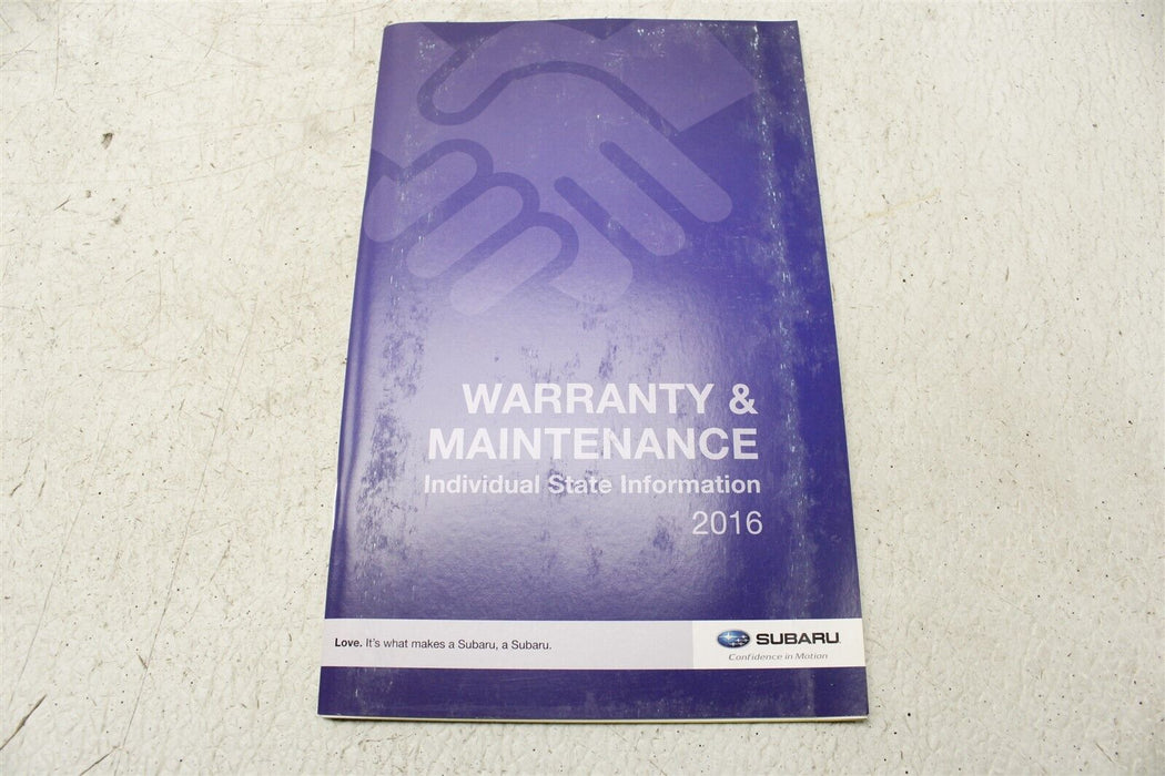 2016 Subaru WRX STI Owners Manual Reading Booklet Assembly Factory OEM 16