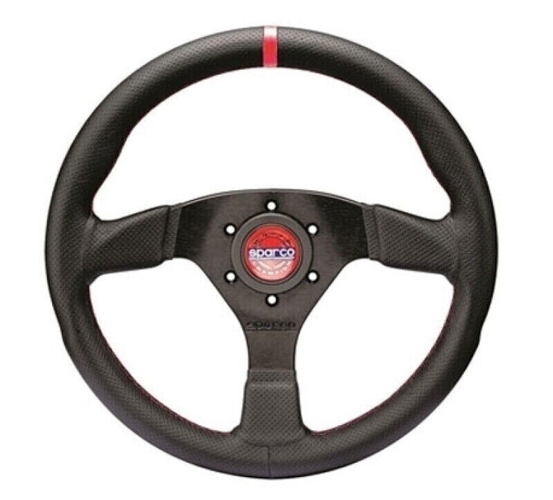 Sparco 015R383PLUNRS 3-Spoke R383 Series Champion Black Leather Steering Wheel