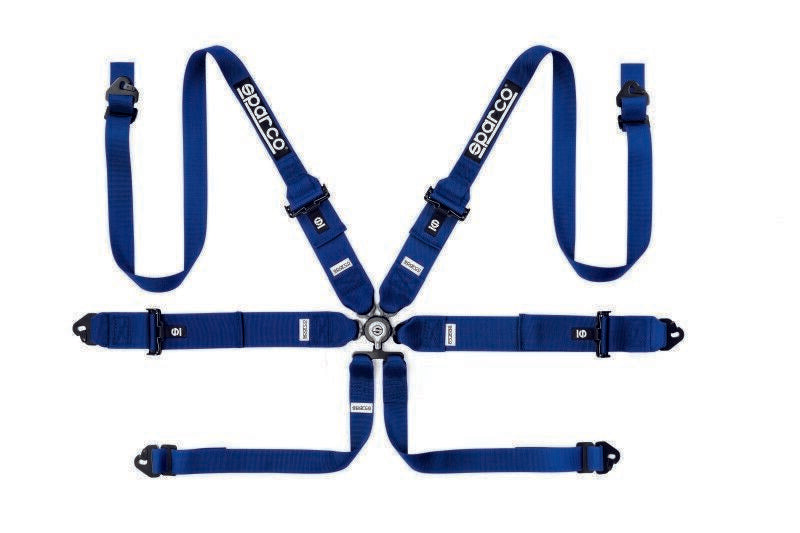 Sparco 04818RH1AZ 6-Point Steel Shoulder FIA Safety Harness Set, Blue