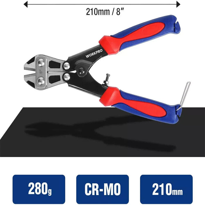 WORKPRO Mini Bolt Cutter 8"/210mm Bolt Cutter Wire Cable Cutter With Rubber Grip