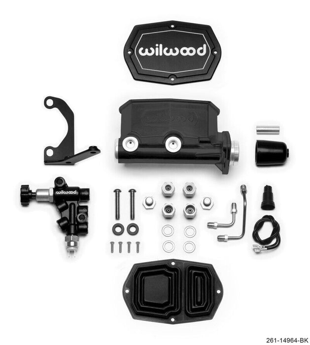 Wilwood 261-14964-BK Compact Tandem Master Cylinder Kit w/ Bracket and Valve