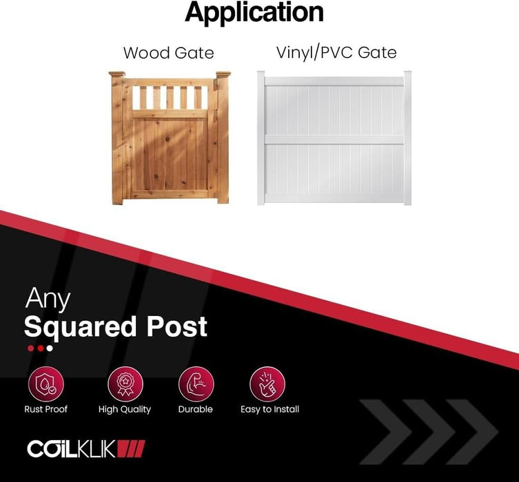 Safetech Hardware CoilKlik Self Closing Gate Hinges Wood & Vinyl/PVC Gates 185lb