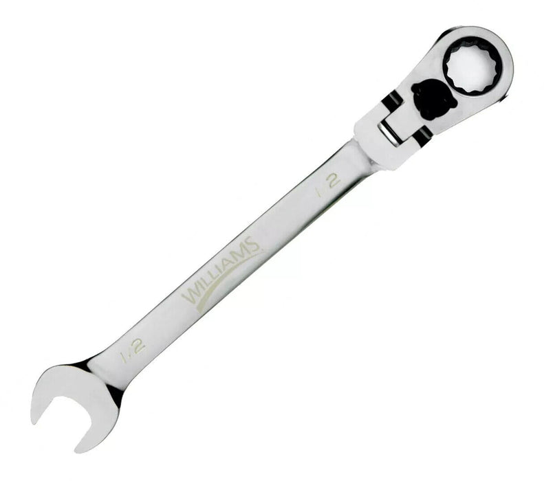 7/16" Flex-Head Reversible Ratchet Combo Wrench. Williams # JHW1214RCF