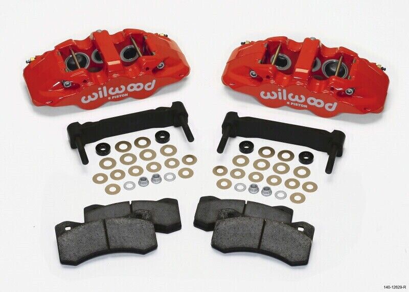 Wilwood 140-12629-R AERO6 Front Caliper & Bracket Red For 97-13 C5/C6 Corvette