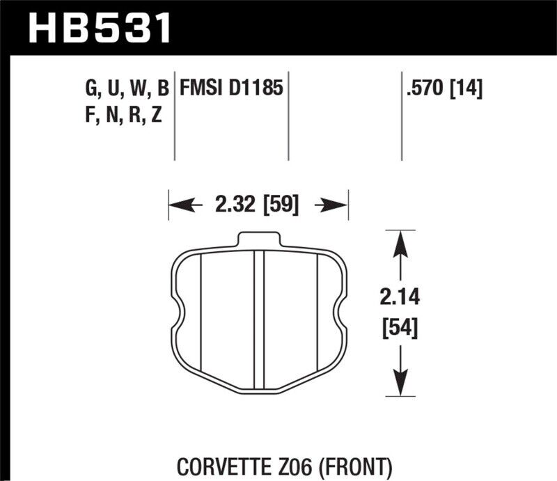 Hawk Performance HB531N.570 HP Plus Disc Brake Pad Fits 06-13 Corvette