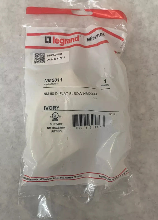 (Pack of 4) Legrand Wiremold NM2011 Ivory 90° Flat Elbow