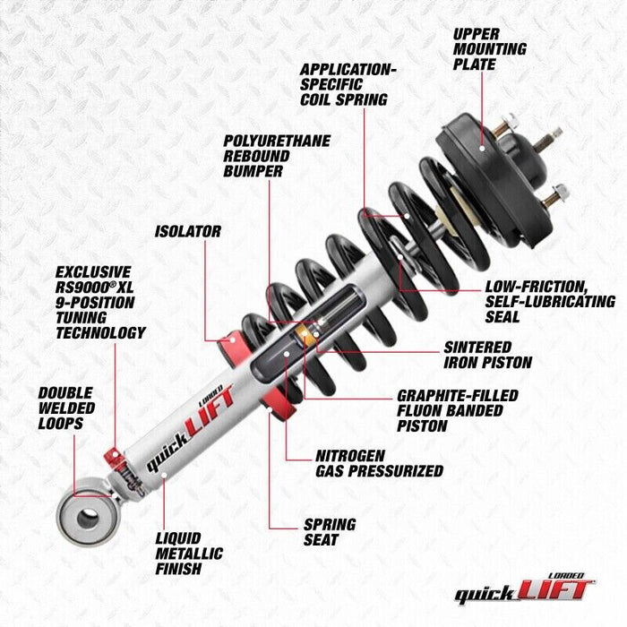 Rancho RS999919 Front Left Strut Assembly 07-14 Toyota Tundra 4WD - 2¼"- 0" Lift