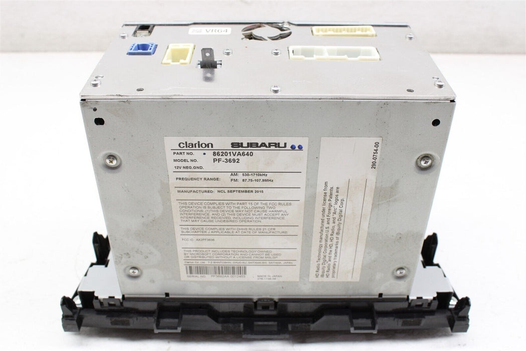 2016 Subaru WRX Stereo Radio Control Unit Clarion 86201VA640 OEM 16