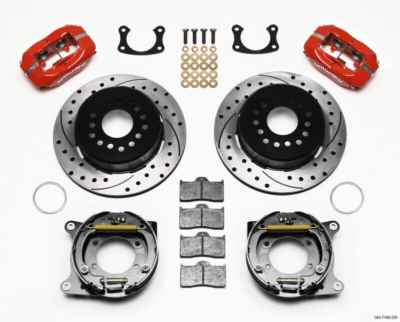 Wilwood 140-7140-DR Ford 9" Big Flange Dynalite Pro Series Rear Disc Brake Kit