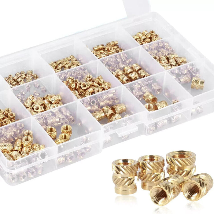 415pcs Female Thread Brass Knurled Threaded Insert Embedment Nuts Assortment^