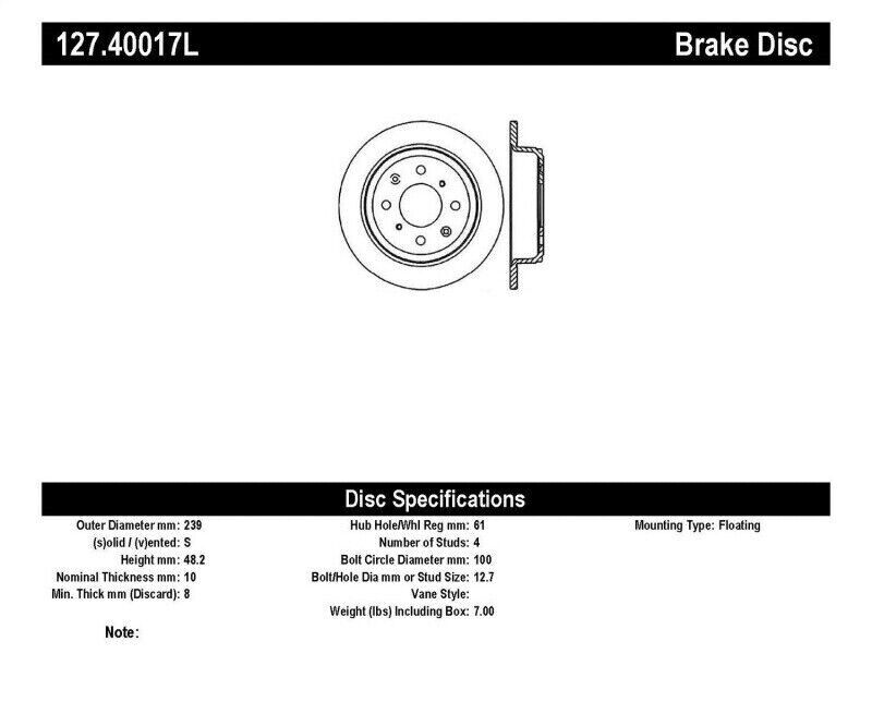 StopTech 127.40017L Sport Cross-Drilled And Slotted Disc Brake Rotor