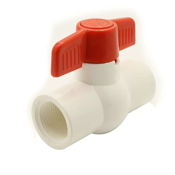 Thrifco 3/4 Inch PVC Threaded Ball Valve - Red Handle - 6415421