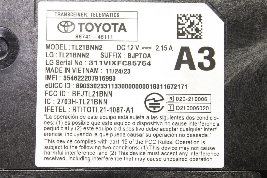 2024 Toyota GR Corolla Telematics Transceiver 86741-48111 23-25