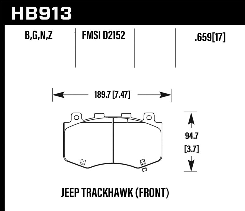 Fits Hawk 18-19 Jeep Grand Cherokee Performance Ceramic Street Front Brake Pads