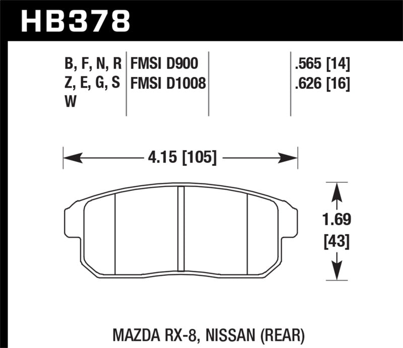 Fits Hawk 2001-2001 Infiniti G20 (Made On Or After 12-1-01) HPS 5.0 Rear Brake