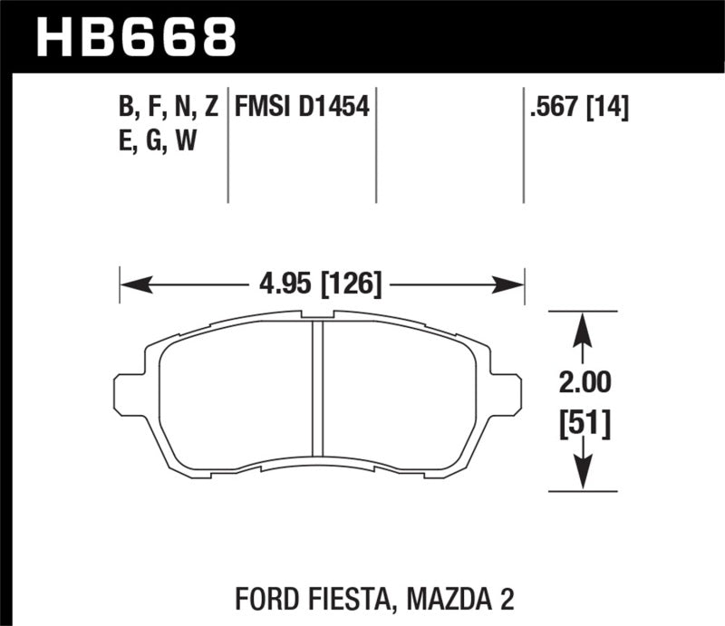 Fits Hawk 2011-2014 Ford Fiesta S Sedan HPS 5.0 Front Brake Pads