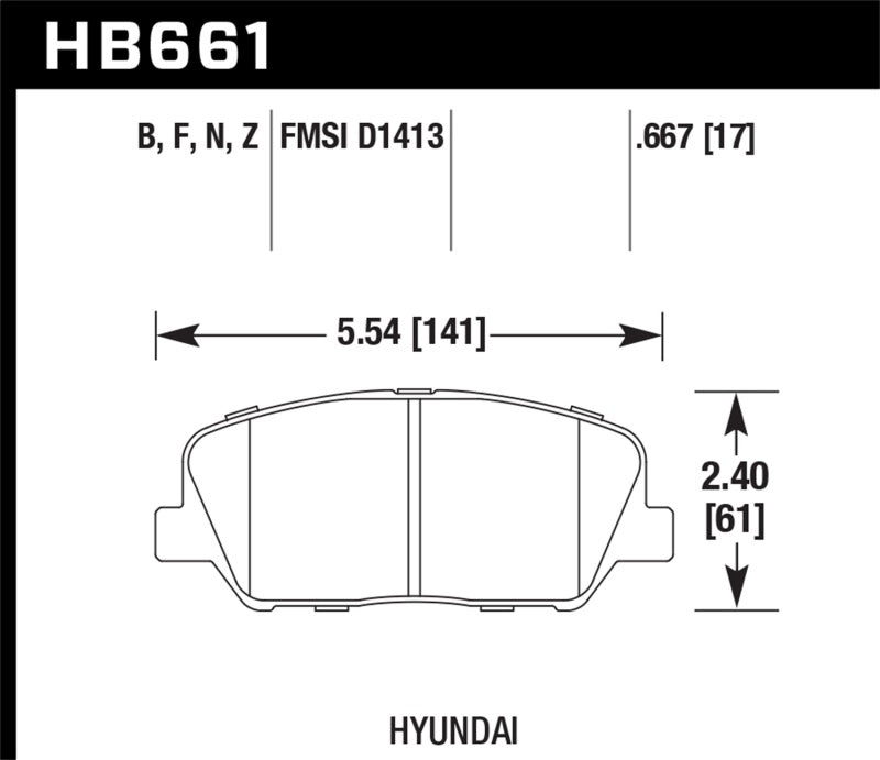 Fits Hawk 10 Hyundai Genesis Coupe (w/o Brembo Breaks) HP+ Autocross Front Brake