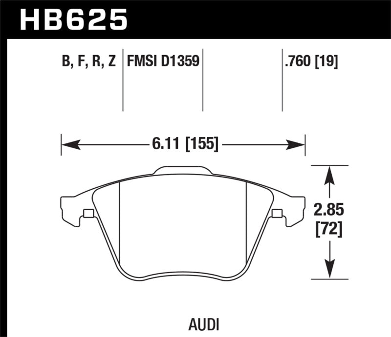 Fits Hawk 2001-2010 Audi S3 European HPS 5.0 Front Brake Pads