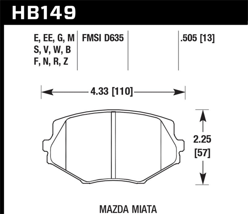 Fits Hawk 94-05 Miata (01-05 Normal Suspension) Blue 9012 Race Front Brake Pads