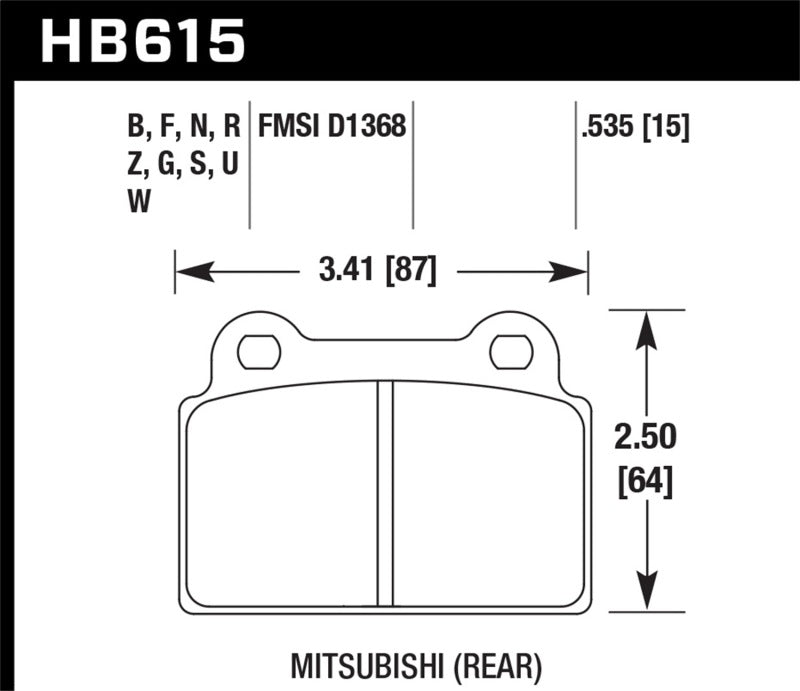 Fits Hawk EVO X HPS Street Rear Brake Pads