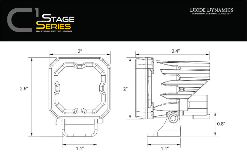 Diode Dynamics Stage Fits Series C1R - White Flood Standard LED Pod (Pair)