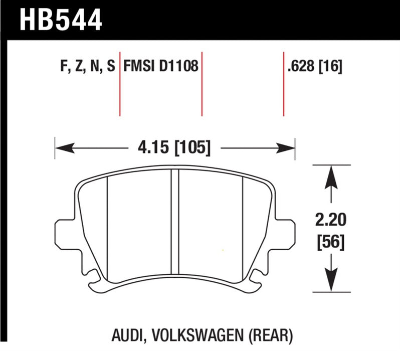 Fits Hawk 2006-2009 Audi A3 TFSIi Quattro 2.0 HPS 5.0 Rear Brake Pads