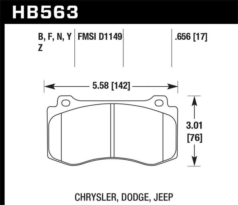 Fits Hawk 2005-2014 Chrysler 300 C SRT8 6.1 HPS 5.0 Front Brake Pads