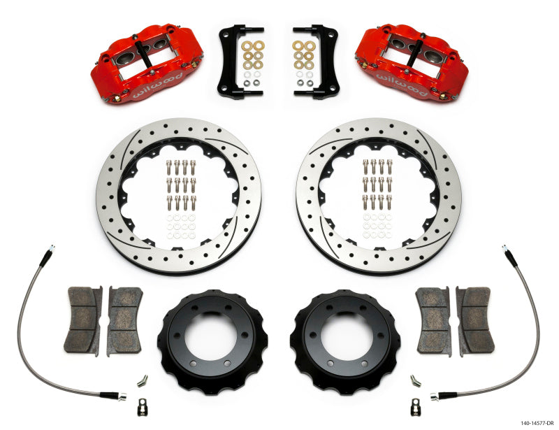 Wilwood Narrow Superlite Red 6R Front Kit Fits 12.88in Drilled Rotor W/ Lines