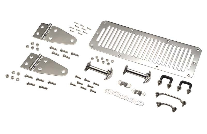 Kentrol Fits 78-95 Jeep CJ/Wrangler YJ Hood Kit - Polished Silver