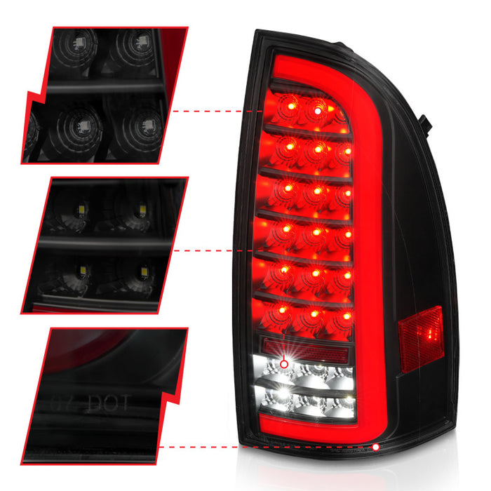 Anzo Fits 05-15 Toyota Tacoma Full LED Tail Lights W/light Bar Sequential Black