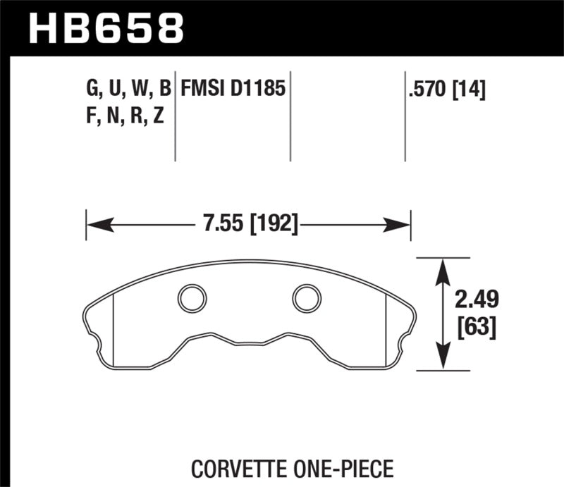 Fits Hawk 2010-2013 Chevy Corvette Grand Sport (One-Piece Pads) High Perf.